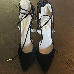 Black Lace-Up Stilettos